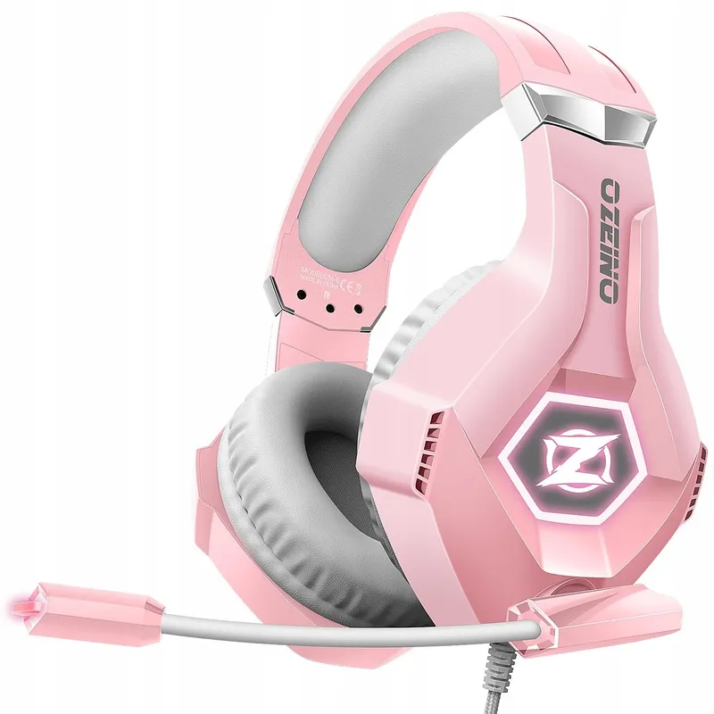 OZEINO Gaming Headset 3D Surround RGB Ruisonderdrukking Roze — foto 1