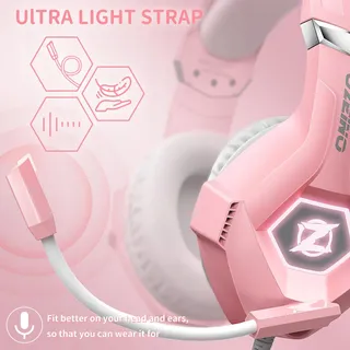OZEINO Gaming Headset 3D Surround RGB Ruisonderdrukking Roze — miniatuur 6