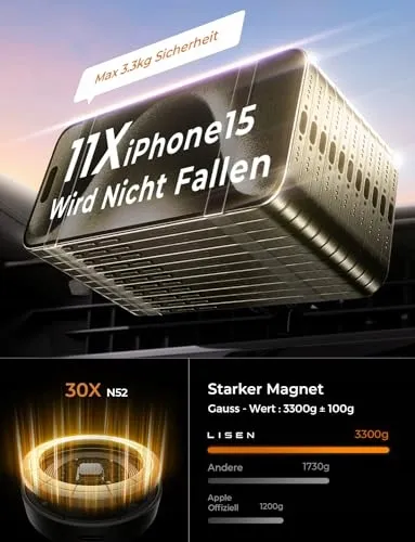 LISEN MagSafe Autohouder 15W Magnetische Oplader iPhone — foto 3