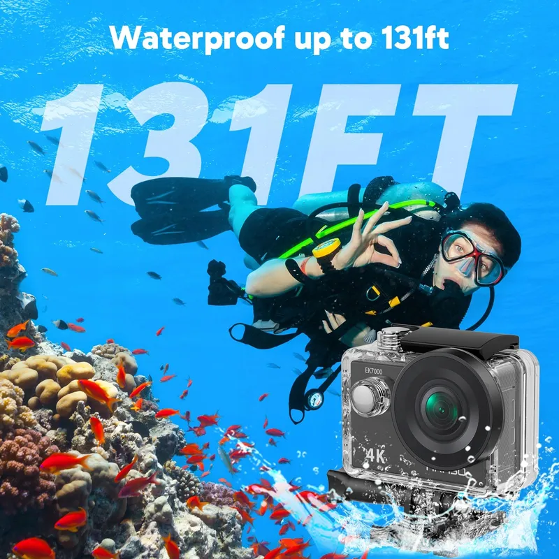 AKASO EK7000 Actiecamera 4K 30FPS 64GB SD Onderwater 170 LCD 2.4G — foto 3