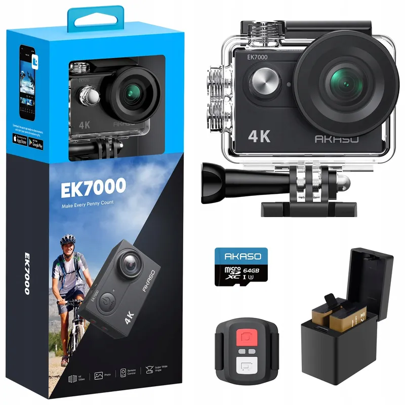 AKASO EK7000 Actiecamera 4K 30FPS 64GB SD Onderwater 170 LCD 2.4G — foto 1