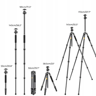 K&F CONCEPT X-Series X254C4 Carbon Statief 172cm Professioneel — miniatuur 6