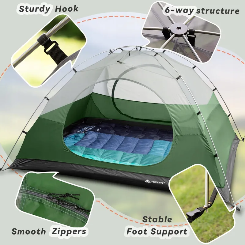 FORCEATT Tent 3 Personen Waterdicht 3-4 Seizoenen Licht Trekking — foto 4
