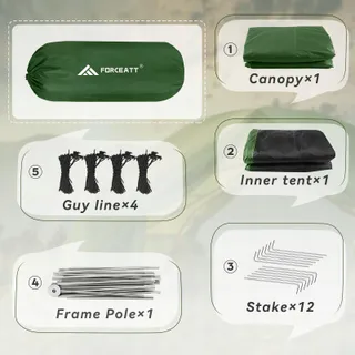 FORCEATT Tent 3 Personen Waterdicht 3-4 Seizoenen Licht Trekking — miniatuur 5