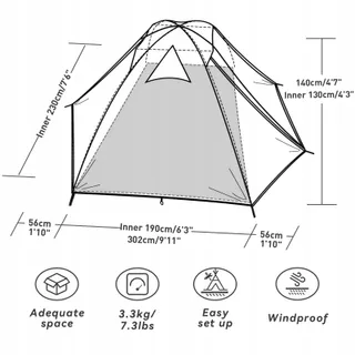 FORCEATT Tent 3 Personen Waterdicht 3-4 Seizoenen Licht Trekking — miniatuur 2
