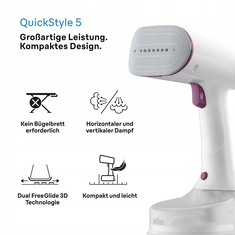 BRAUN QuickStyle 5 GS5011PU Steamer 1200W 150ml 45sec β foto 3