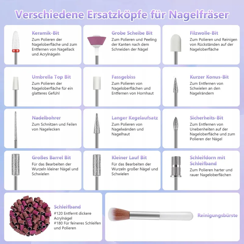 POFIBO Draadloze Nagelfrees 35000rpm voor Gel en Acrylnagels — foto 6