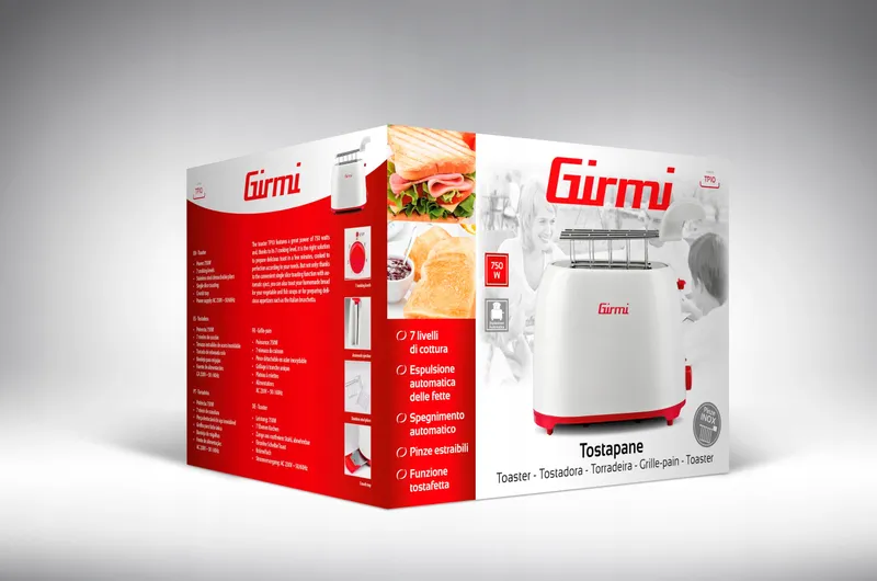 GIRMI Broodrooster Plastic Wit-Rood 750W — foto 7