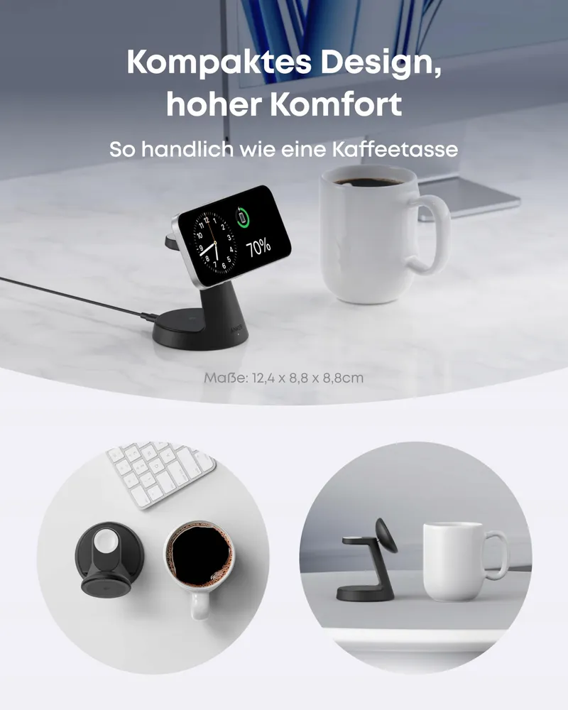 ANKER MagGo Oplader 3-in-1 MagSafe iPhone Apple Watch AirPods Qi2 — foto 4