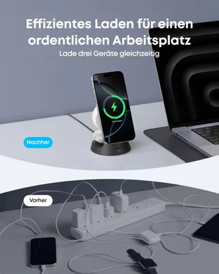 ANKER MagGo Oplader 3-in-1 MagSafe iPhone Apple Watch AirPods Qi2 — miniatuur 6