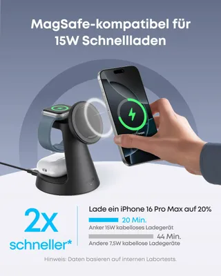 ANKER MagGo Oplader 3-in-1 MagSafe iPhone Apple Watch AirPods Qi2 — miniatuur 3