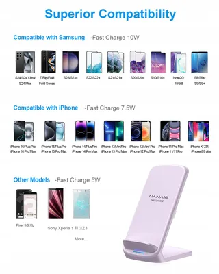 NANAMI Draadloze Snellader 10W Samsung iPhone Pixel LG — miniatuur 2