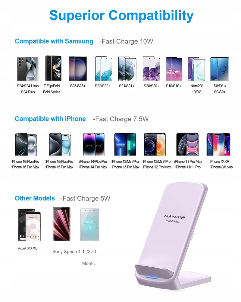 NANAMI Draadloze Snellader 10W Samsung iPhone Pixel LG — foto 2