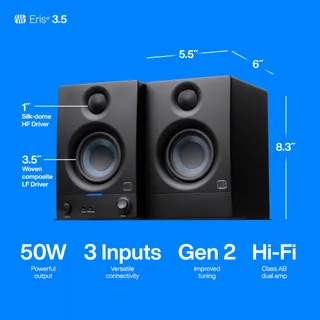 PRESONUS Eris 3.5 Gen 2 Actieve Speakers 3,5 Inch 50W Studio Gaming — miniatuur 5