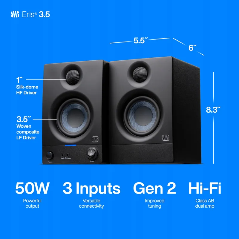 PRESONUS Eris 3.5 Gen 2 Actieve Speakers 3,5 Inch 50W Studio Gaming — foto 5