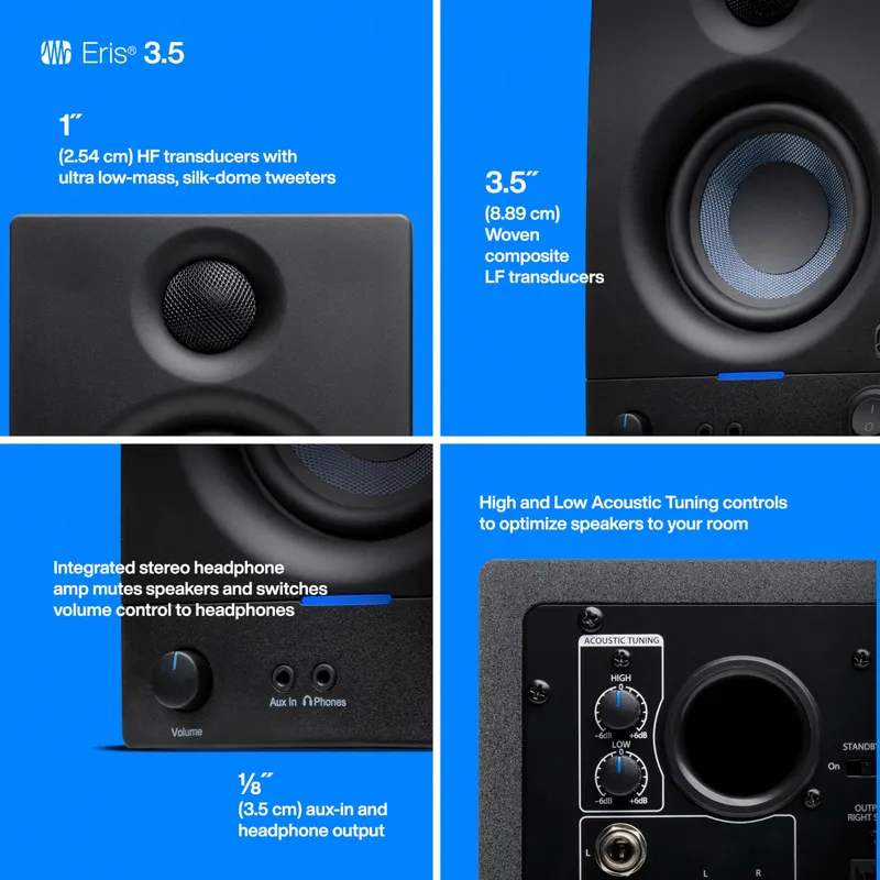 PRESONUS Eris 3.5 Gen 2 Actieve Speakers 3,5 Inch 50W Studio Gaming — foto 4