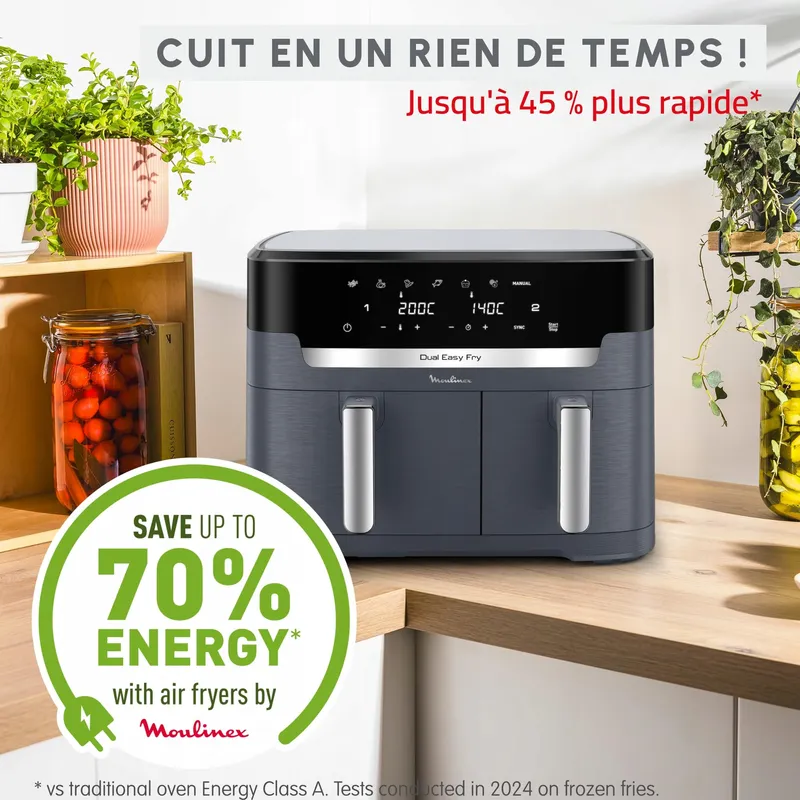 MOULINEX Dubbele Airfryer XXL 3kg 7 Programma's — foto 4