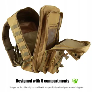 PROCASE Tactische Rugzak 40L Grote Capaciteit Kamperen Kaki — miniatuur 5