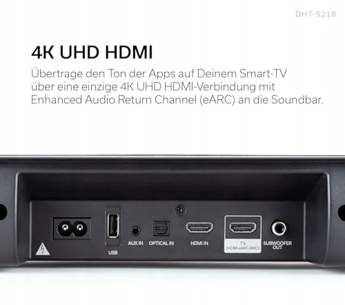 DENON DHT-S218 Soundbar 2.1 Dolby Atmos Subwoofer Bluetooth 4K HDMI ARC — foto 5