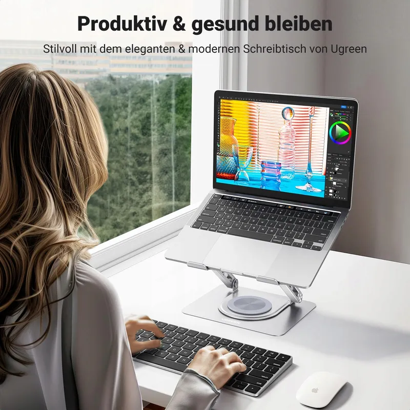 UGREEN Laptopstandaard 360° Draaibaar Opvouwbaar Geventileerd 10-17" — foto 3