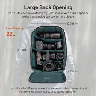 PGYTECH OneMo Lite Camerarugzak 22L Waterdicht DJI DSLR SLR — miniatuur 2