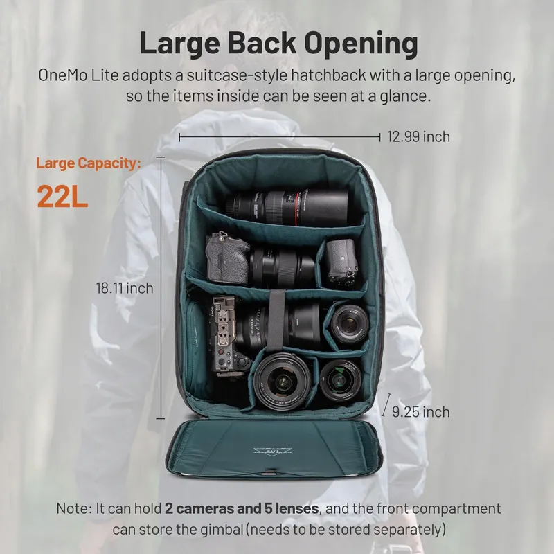 PGYTECH OneMo Lite Camerarugzak 22L Waterdicht DJI DSLR SLR — foto 2