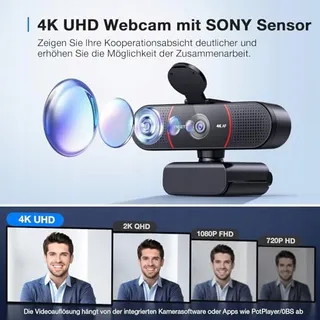 EMEET C960 Webcam 4K UHD Lensdop Dubbele Microfoon USB — miniatuur 2