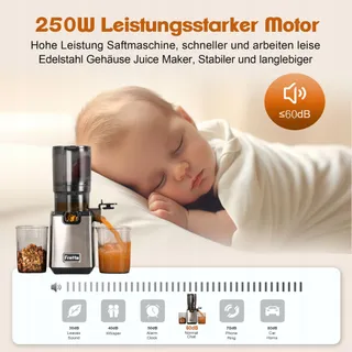 FRETTA Slow Juicer 250W Groente Fruit BPA-vrij — miniatuur 6
