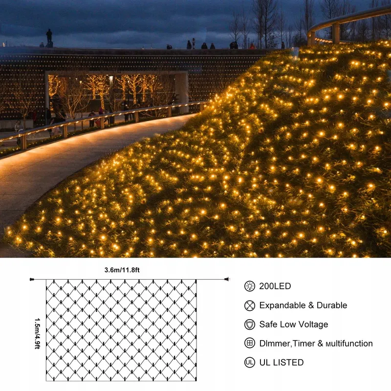 CORST Zonne-Netverlichting Buiten 200 LED 3,6x1,5m — foto 5
