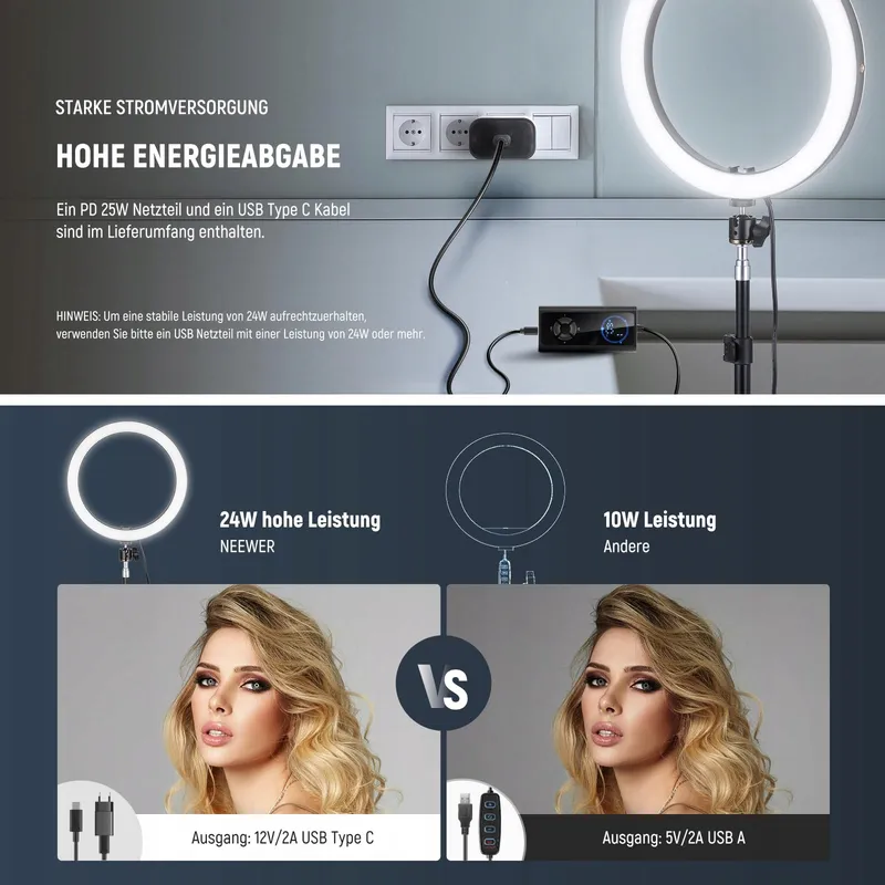 NEEWER 30cm 24W LED Ringlicht Telefoon Bicolor USB-C — foto 5
