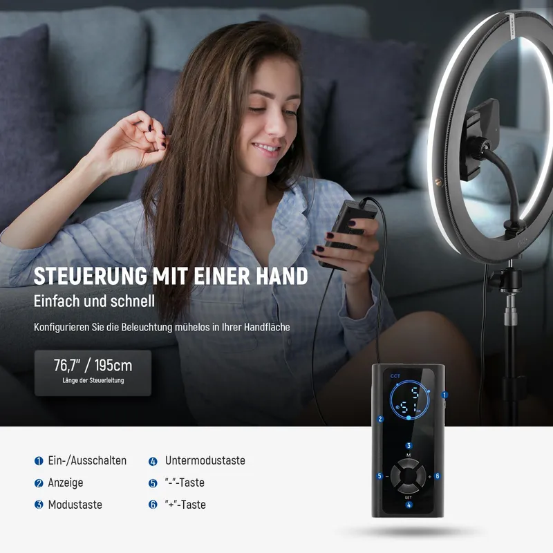 NEEWER 30cm 24W LED Ringlicht Telefoon Bicolor USB-C — foto 6