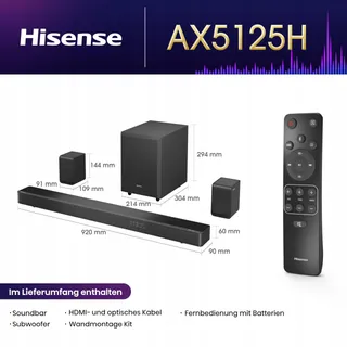 HISENSE AX5125H Soundbar 5.1.2 Dolby Atmos Subwoofer Bluetooth — miniatuur 3