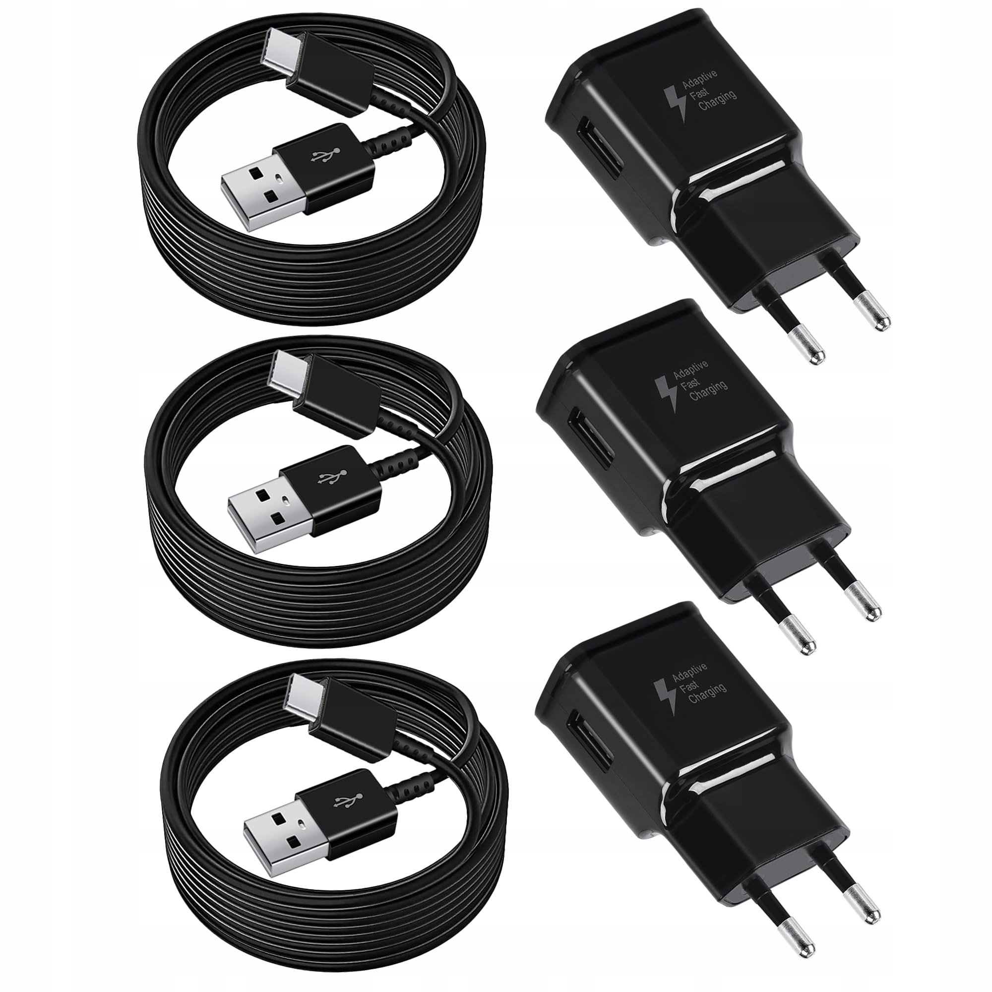 USB Oplader 3-Pack met USB C Kabel Android Galaxy Snelladen