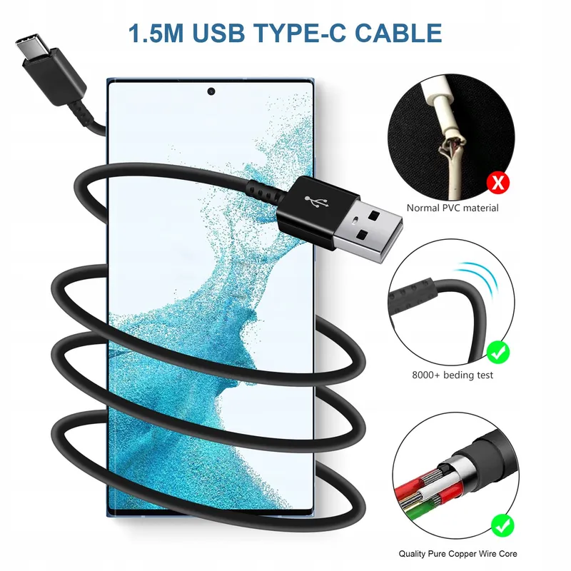 USB Oplader 3-Pack met USB C Kabel Android Galaxy Snelladen — foto 4