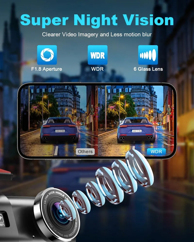 ZHIROAD Dashcam 4K WiFi 170° Nachtzicht 64GB SD 24H Monitor — foto 6