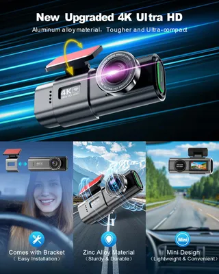 ZHIROAD Dashcam 4K WiFi 170° Nachtzicht 64GB SD 24H Monitor — miniatuur 4