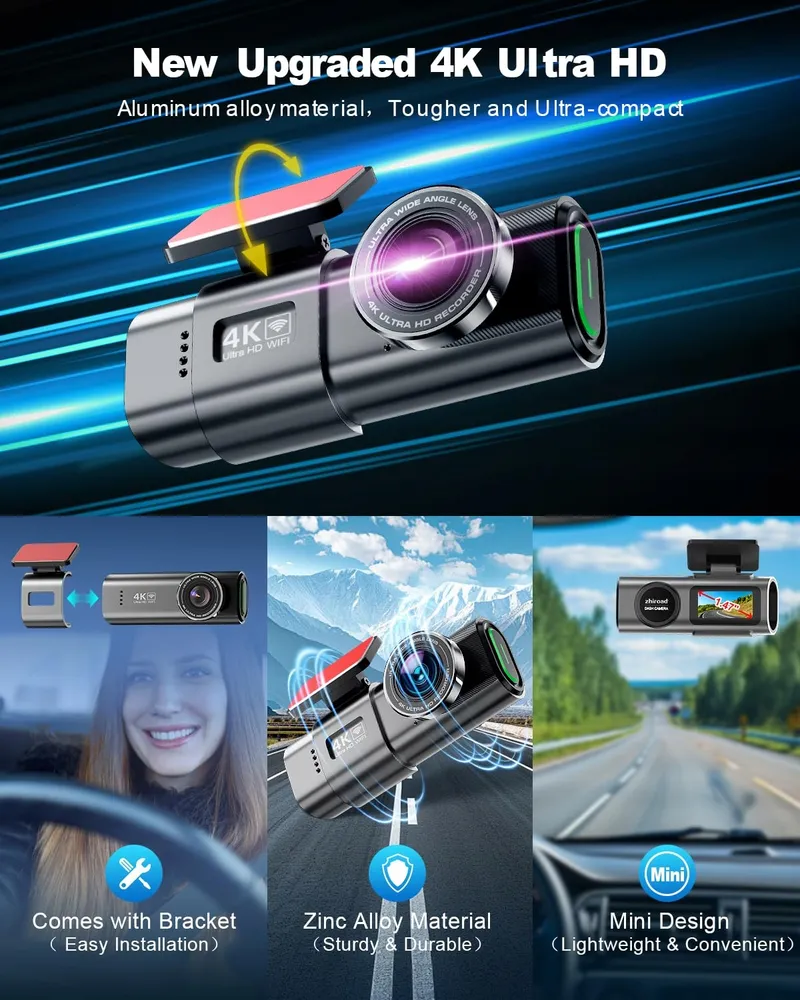 ZHIROAD Dashcam 4K WiFi 170° Nachtzicht 64GB SD 24H Monitor — foto 4
