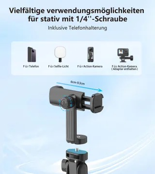 GAHENWO Selfiestatief 173cm Tripod Actiecamera Telefoon Afstandsbediening — miniatuur 3