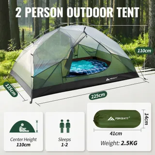 FORCEATT Kampeertent 2-3 Personen Waterdicht Winddicht — miniatuur 3
