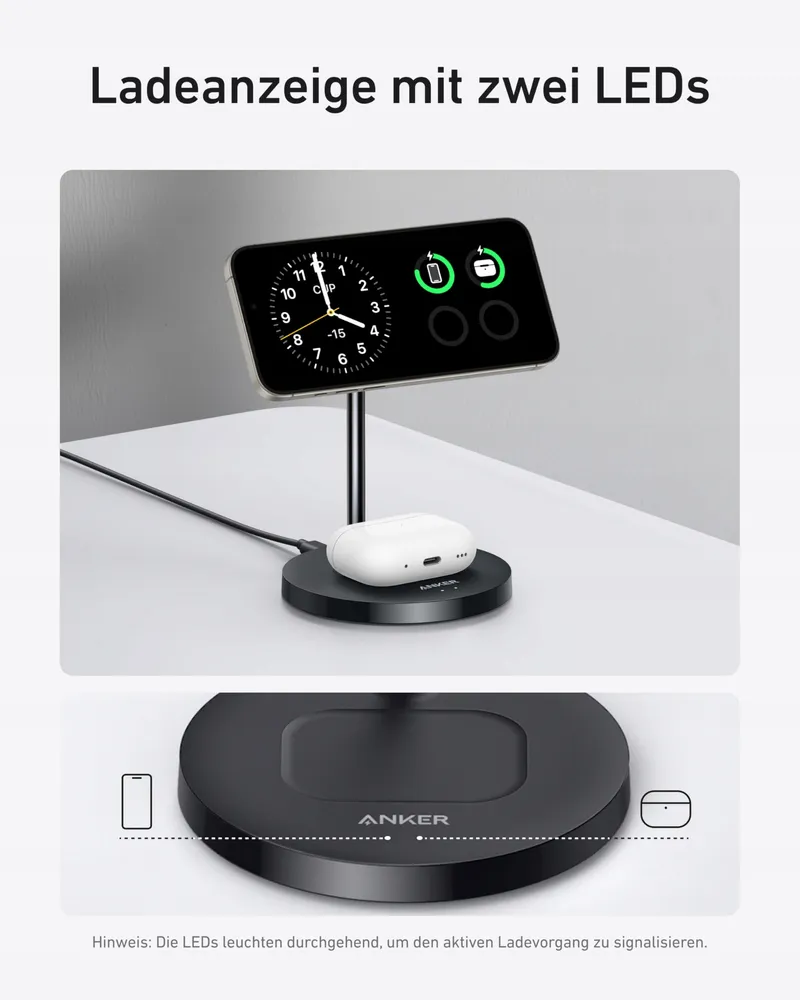 ANKER MagGo MagSafe Oplader 15W 2-in-1 Qi2 iPhone AirPods — foto 5