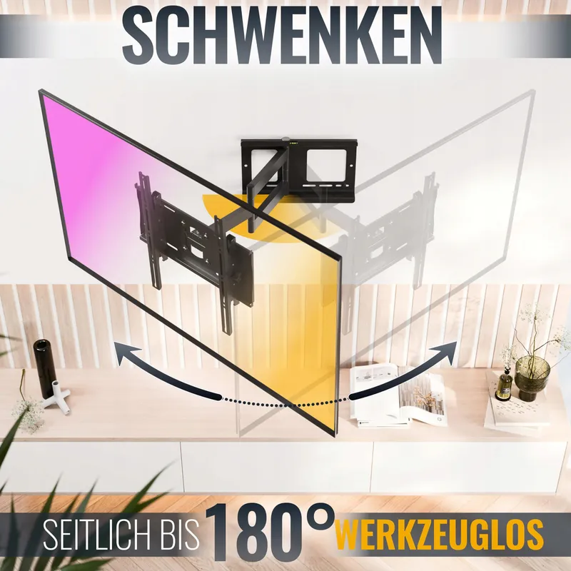 RICOO TV Muurbeugel Draaibaar 31-65 Inch 95kg VESA 400x400 — foto 3