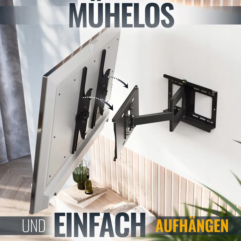 RICOO TV Muurbeugel Draaibaar 31-65 Inch 95kg VESA 400x400 — foto 2