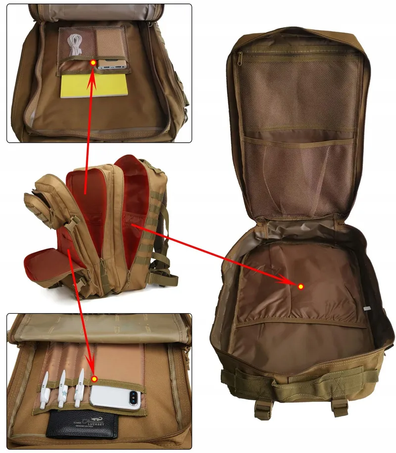 DOSHWIN Militaire Rugzak 40L Tactisch Molle Khaki — foto 4
