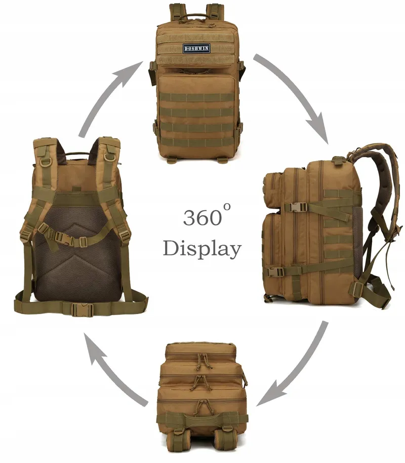 DOSHWIN Militaire Rugzak 40L Tactisch Molle Khaki — foto 2