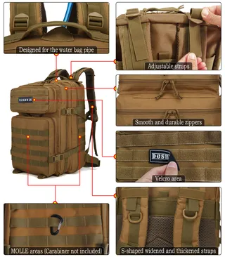 DOSHWIN Militaire Rugzak 40L Tactisch Molle Khaki — miniatuur 3