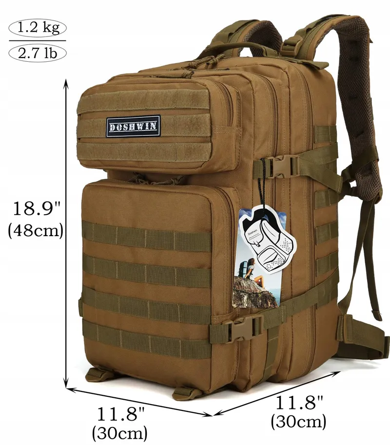 DOSHWIN Militaire Rugzak 40L Tactisch Molle Khaki — foto 5