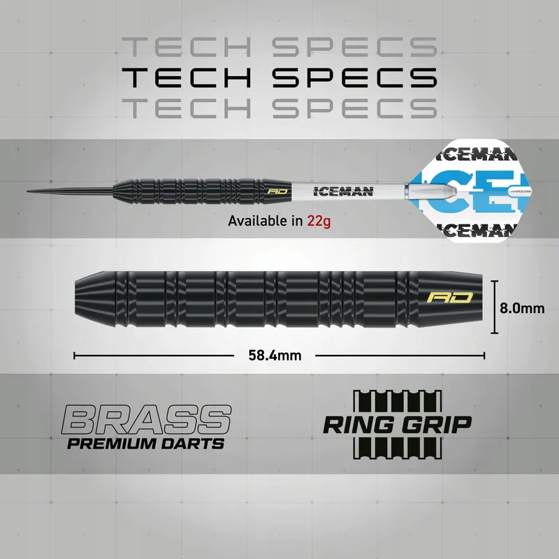 RED DRAGON Gerwyn Price Iceman Dartset 50-delig 22g Steeltip — foto 4