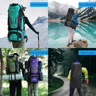 BSEASH Wandelrugzak 80L Waterdicht met Regenhoes Groen — miniatuur 7