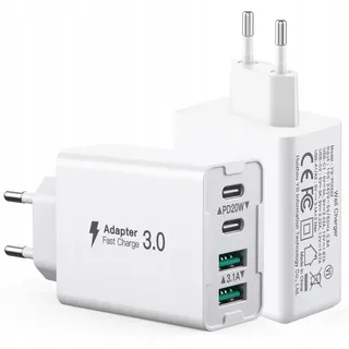 2 Stuks USB C Oplader 40W 4 Poorten USB-C en USB-A Wit — miniatuur 1