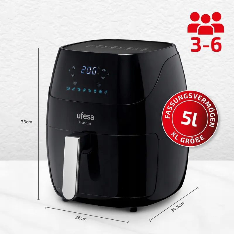UFESA AF5000 Phantom Heteluchtfriteuse 5L WiFi LED App — foto 5